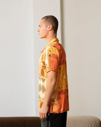 Carre Bandana Ultra Button Up Shirt Orange