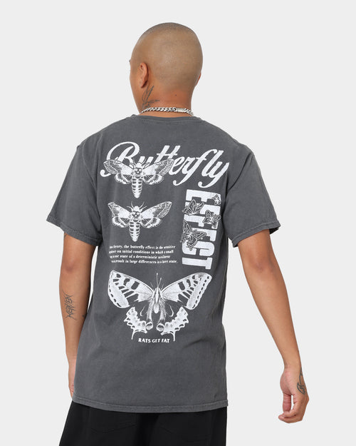Rats Get Fat Butterfly Effect Vintage T-Shirt Off Black