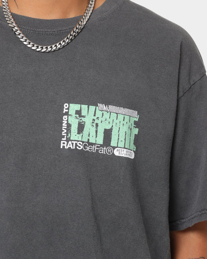 Rats Get Fat Expire Vintage T-Shirt Off Black