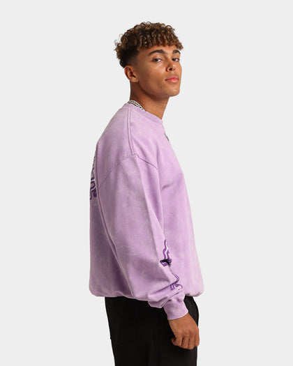 Loiter Born Of Pain Crewneck Purple Tie Dye