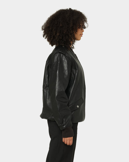 Saint Morta Staten Leather Bomber Jacket Black