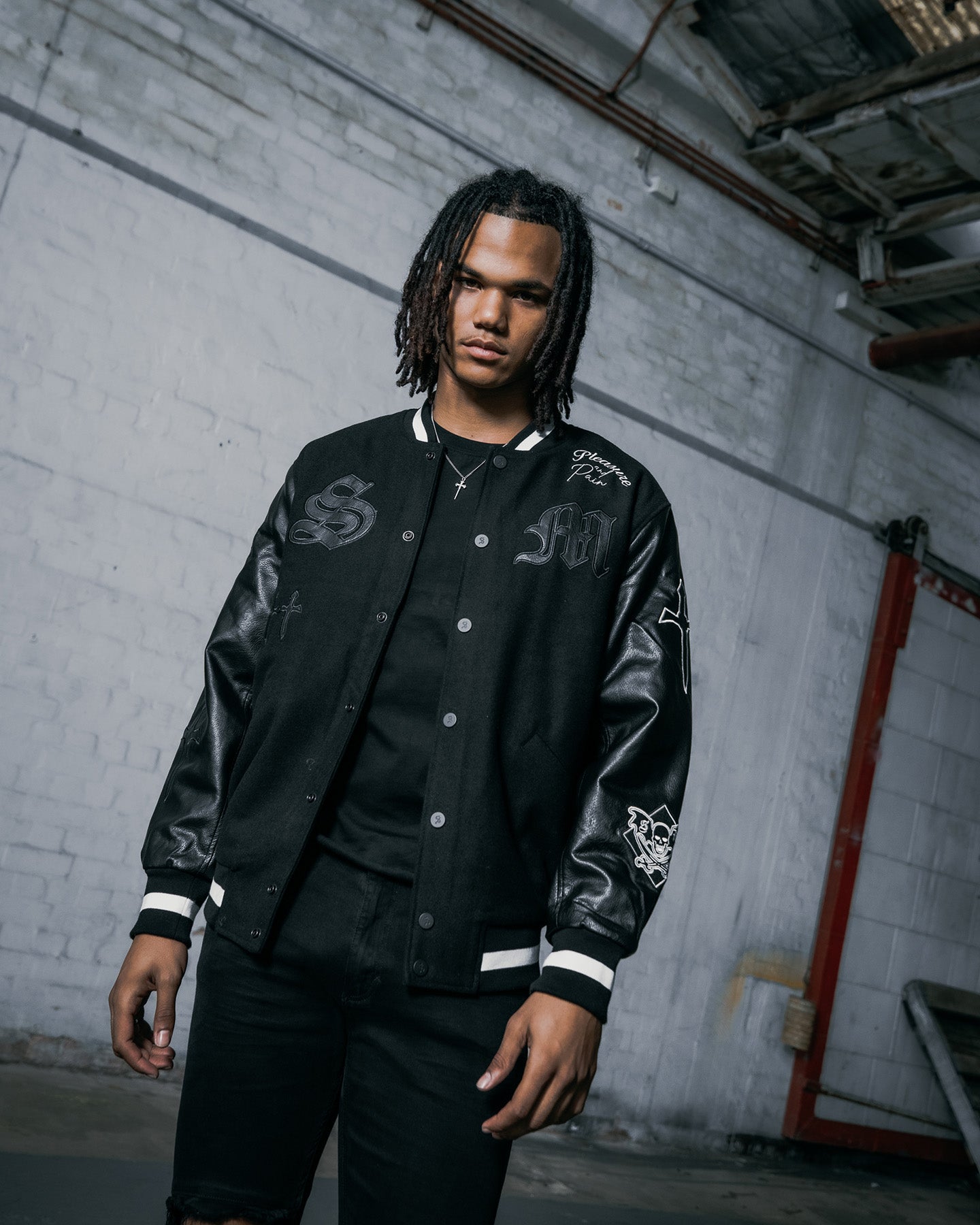 Saint Morta Graveyard Varsity Jacket Black/White | Culture Kings NZ