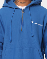 Champion Reverse Weave Quarter Zip Hoodie Living In Blue