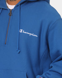 Champion Reverse Weave Quarter Zip Hoodie Living In Blue