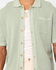XXIII Zyair Knit Rib Button Up Shirt Sage