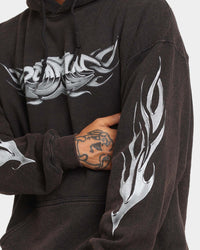 Rodman Brand Metal Logo Vintage Hoodie Black Wash