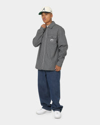 XLARGE Pinstripe Long Sleeve Zip Shirt Black