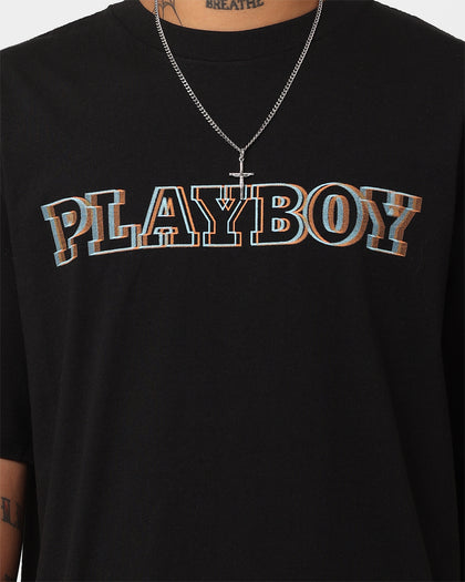 Playboy Floral Bunny Trip Short Sleeve T-Shirt Black