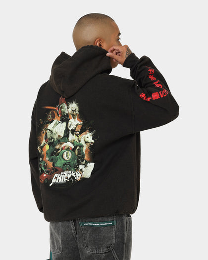 American Thrift Chicken Boom Vintage Hoodie Black Wash