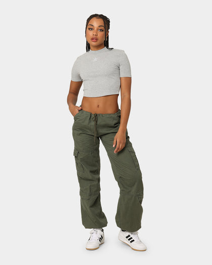 Adidas Women's Adicolour Essentials Rib Cropped T-Shirt Medium Grey Heather