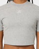 Adidas Women's Adicolour Essentials Rib Cropped T-Shirt Medium Grey Heather