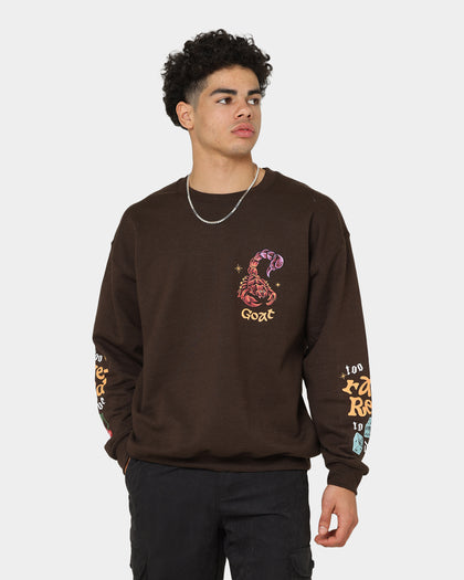 Goat Crew Too Weird To Live Vintage Crewneck Brown