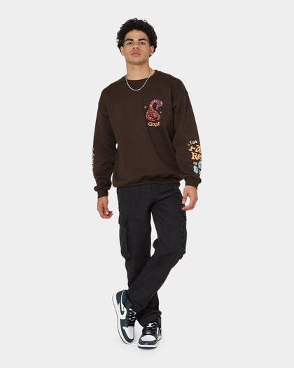 Goat Crew Too Weird To Live Vintage Crewneck Brown