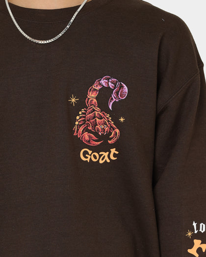Goat Crew Too Weird To Live Vintage Crewneck Brown
