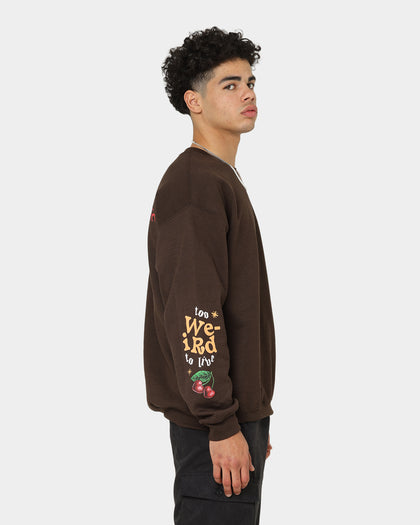 Goat Crew Too Weird To Live Vintage Crewneck Brown