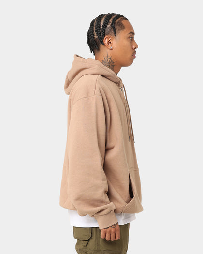New Era Los Angeles Dodgers Quarter Zip Sleeve Script Hoodie Khaki/Black