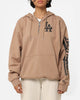 New Era Los Angeles Dodgers Quarter Zip Sleeve Script Hoodie Khaki/Black