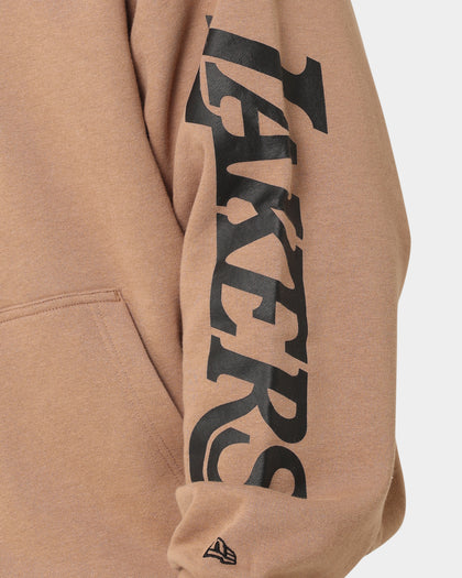 New Era Los Angeles Lakers Quarter Zip Sleeve Script Hoodie Khaki/Black