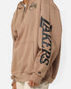 New Era Los Angeles Lakers Quarter Zip Sleeve Script Hoodie Khaki/Black