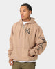 New Era New York Yankees Quarter Zip Sleeve Script Hoodie Khaki/Black