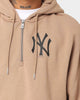New Era New York Yankees Quarter Zip Sleeve Script Hoodie Khaki/Black