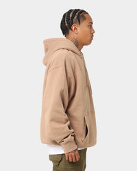 New Era New York Yankees Quarter Zip Sleeve Script Hoodie Khaki/Black