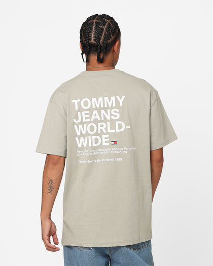 Tommy Jeans TJ Worldwide Text T-Shirt Faded Willow