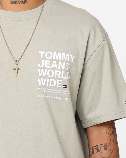 Tommy Jeans TJ Worldwide Text T-Shirt Faded Willow