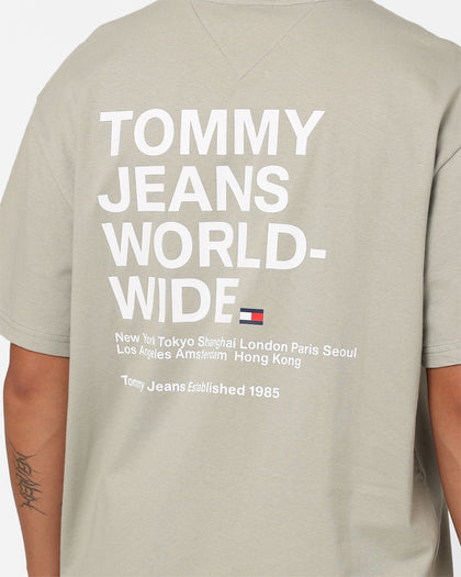 Tommy Jeans TJ Worldwide Text T-Shirt Faded Willow