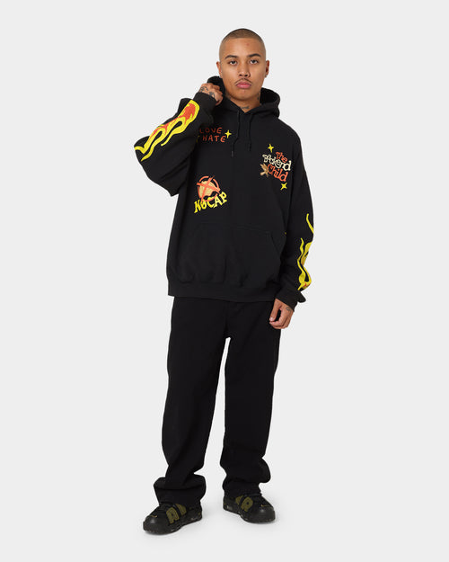 Goat Crew All Over No Cap Vintage Hoodie Black Wash