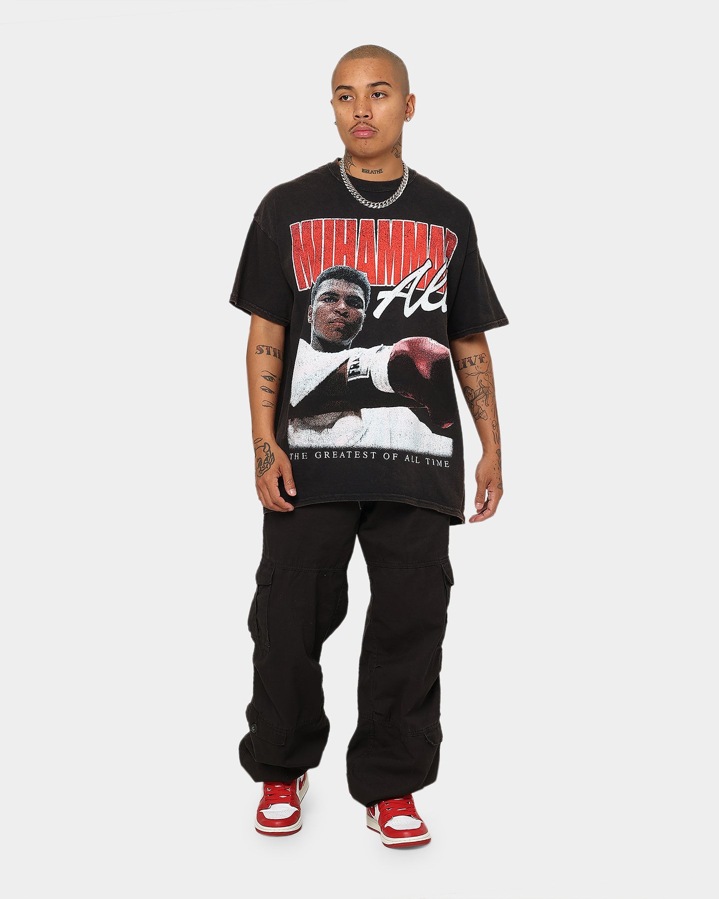【R&B】Muhammad Ayer Goat Crew X Muhammad Ali Ringer Vintage T-Shirt Black Wash
