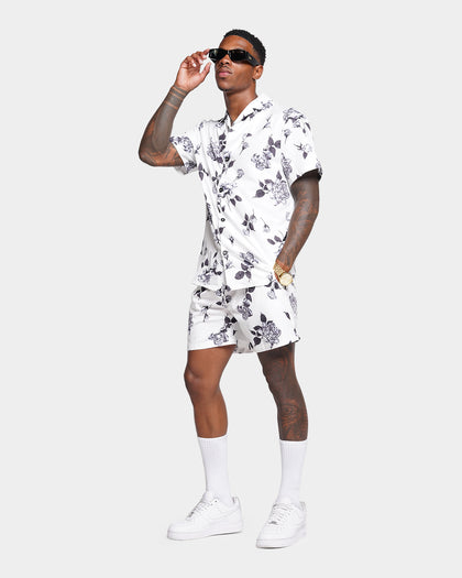 XXIII Milo Floral Button Up Shirt White