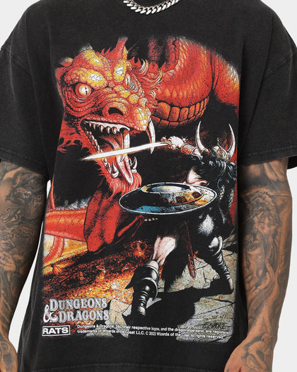 Rats Get Fat X Dungeons And Dragons Basic Rules Heavyweight Vintage T-Shirt Black