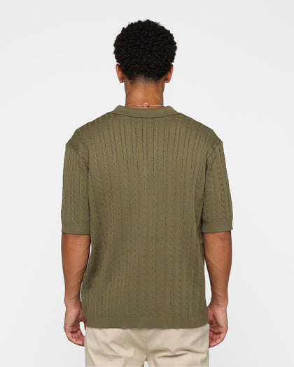 XXIII Terry Knit Button Up Shirt Khaki