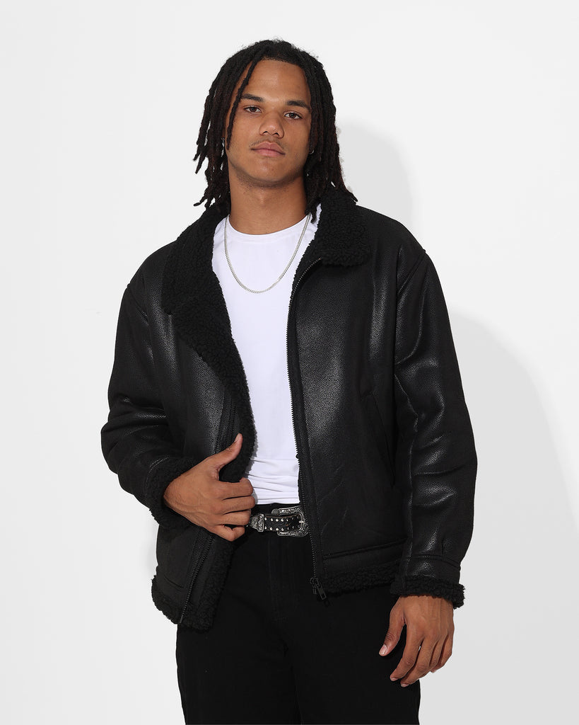 Saint Morta Shearling Oversized Jacket Black | Culture Kings NZ
