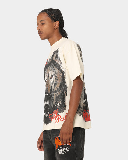 Loiter Wolf Pack Vintage T-Shirt Ecru