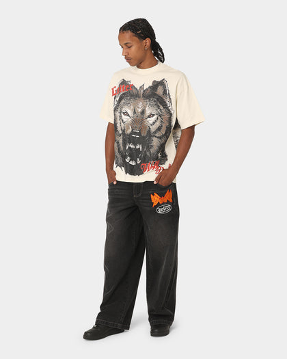 Loiter Wolf Pack Vintage T-Shirt Ecru