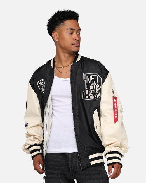 New Era X Alpha Industries Brooklyn Nets L-2B Bomber Jacket Black