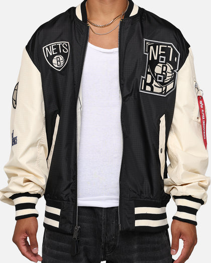 New Era X Alpha Industries Brooklyn Nets L-2B Bomber Jacket Black