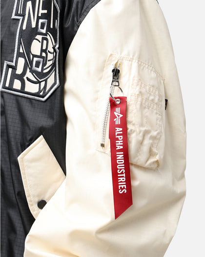 New Era X Alpha Industries Brooklyn Nets L-2B Bomber Jacket Black