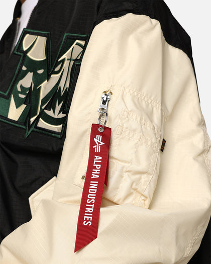 New Era X Alpha Industries Milwaukee Bucks L-2B Bomber Jacket Black