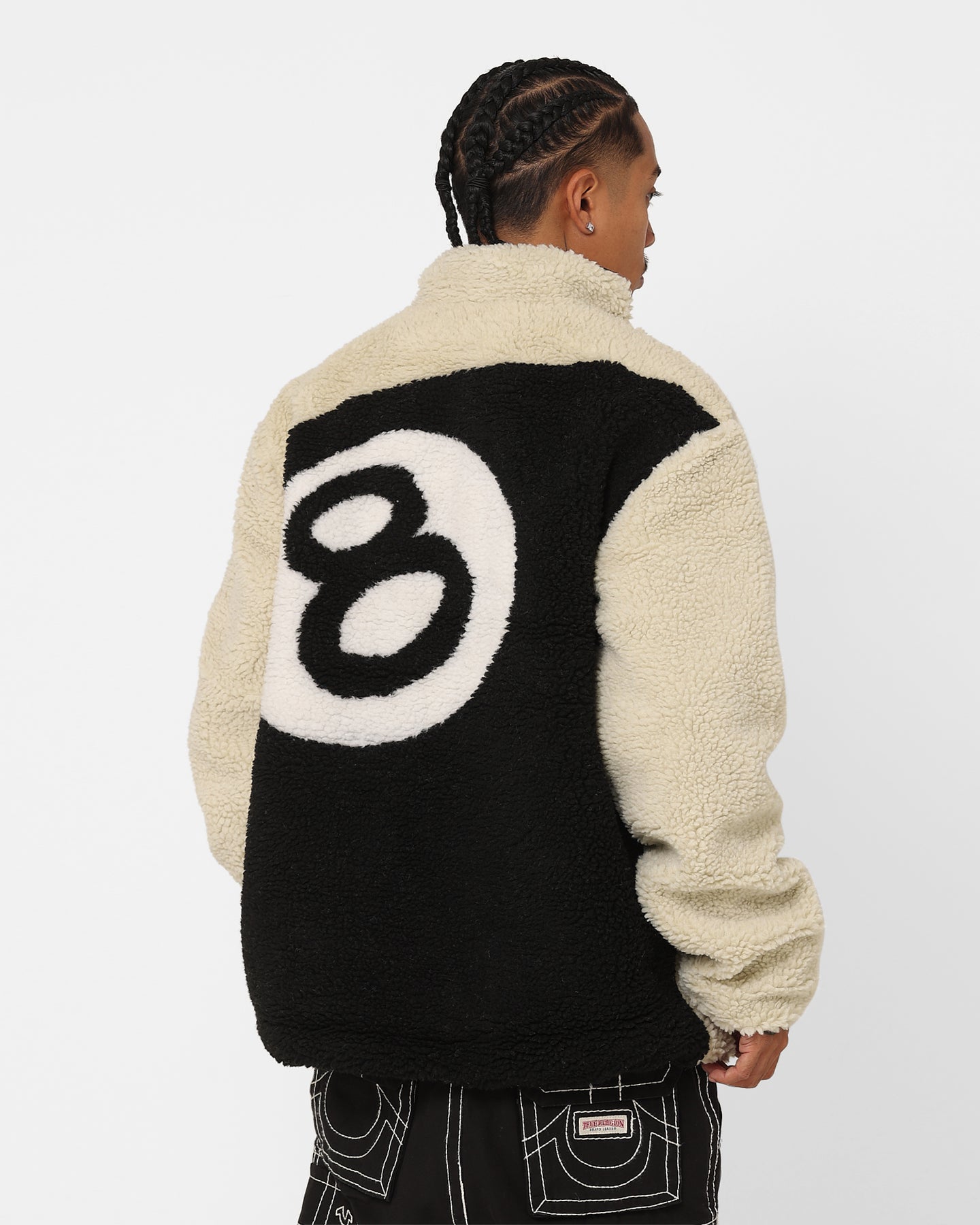 Stussy Ball Fleece Reversible Jacket Cream/Black Culture Kings NZ