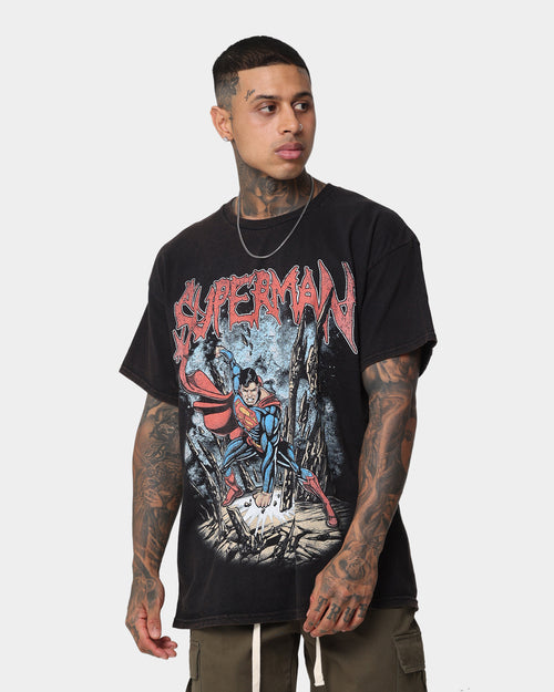 Goat Crew X DC Superman Metal Vintage T-Shirt Black Wash
