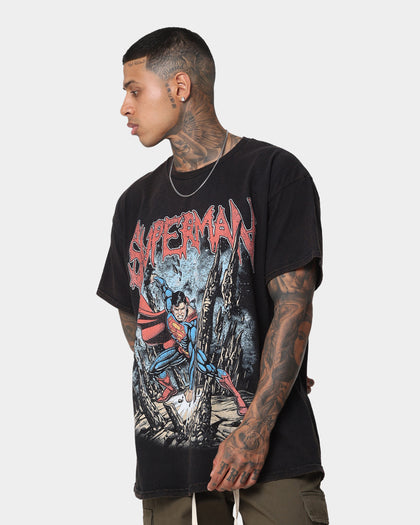 Goat Crew X DC Superman Metal Vintage T-Shirt Black Wash