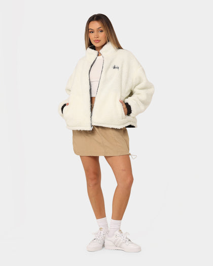 Stussy Women's Reversible Work Sherpa Jacket Black/White