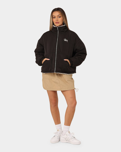 Stussy Women's Reversible Work Sherpa Jacket Black/White