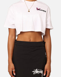 Playboy Women's Butterfly Cropped T-Shirt White