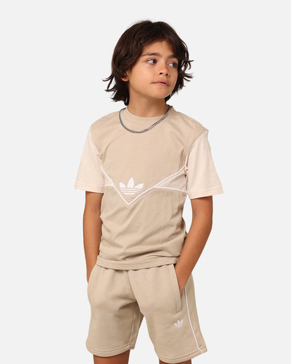 Adidas Kids' Adicolour Shorts and T-Shirt Set Wonder Beige