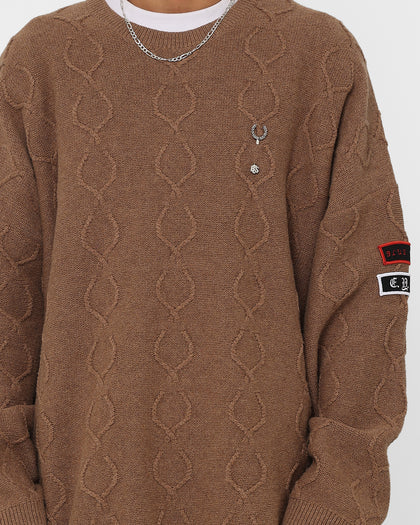 Fred Perry X Raf Simons Patched Oversized Jumper Almond