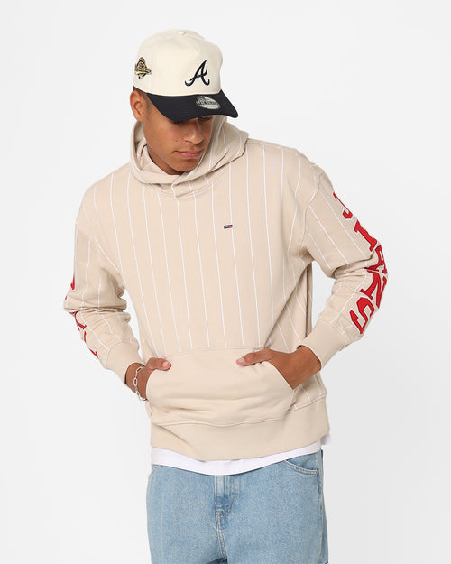 Tommy Jeans Relaxed Pinstripe Hoodie Classic Beige